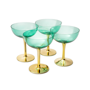 Colored Coupe Art Deco Glasses Gold Set Of 4 12 Oz Classic Cocktail Glassware For Champagne Martini