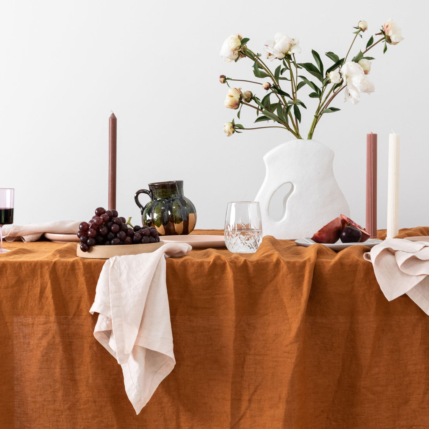 Camel Brown Linen Napkin Set-0