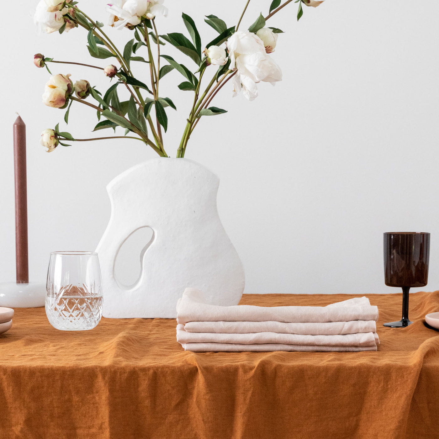 Camel Brown Linen Napkin Set-4