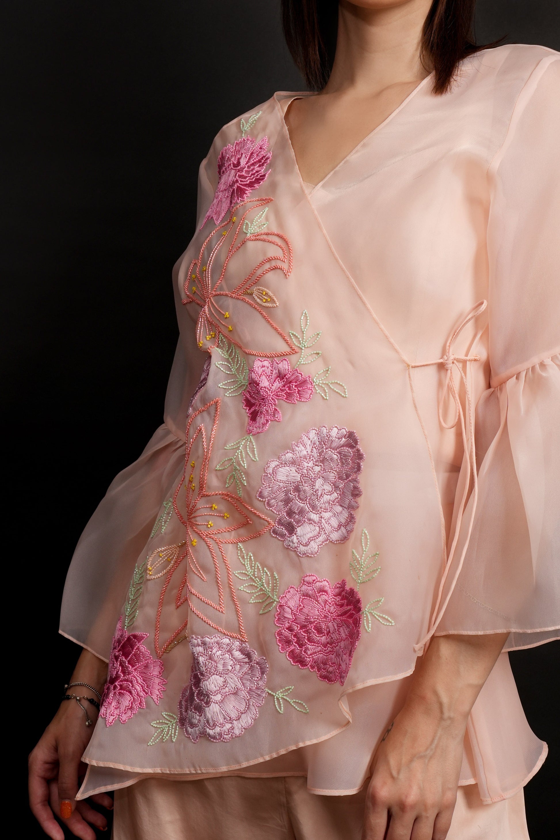Peach Organza Co-ord Set-2