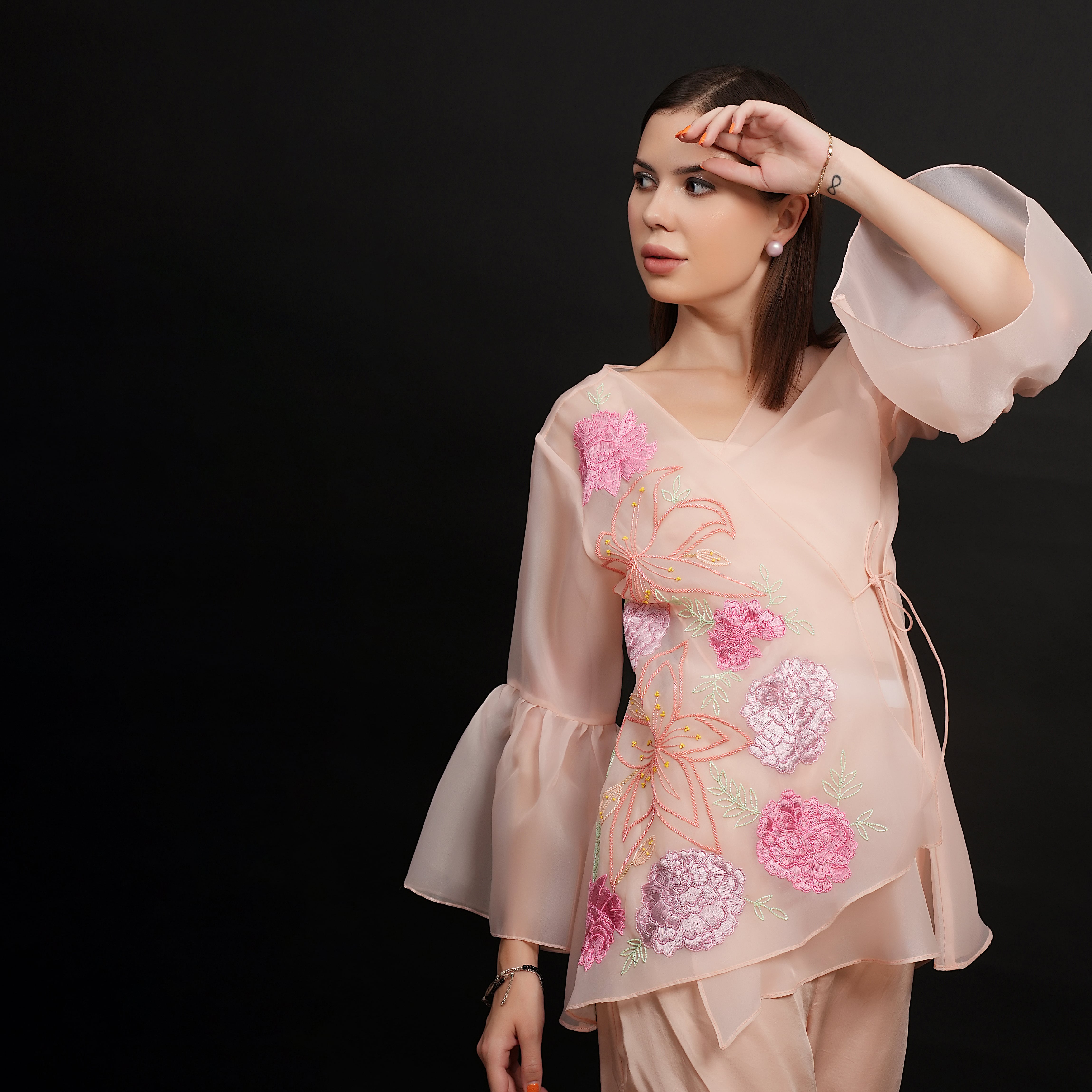 Peach Organza Co-ord Set-3