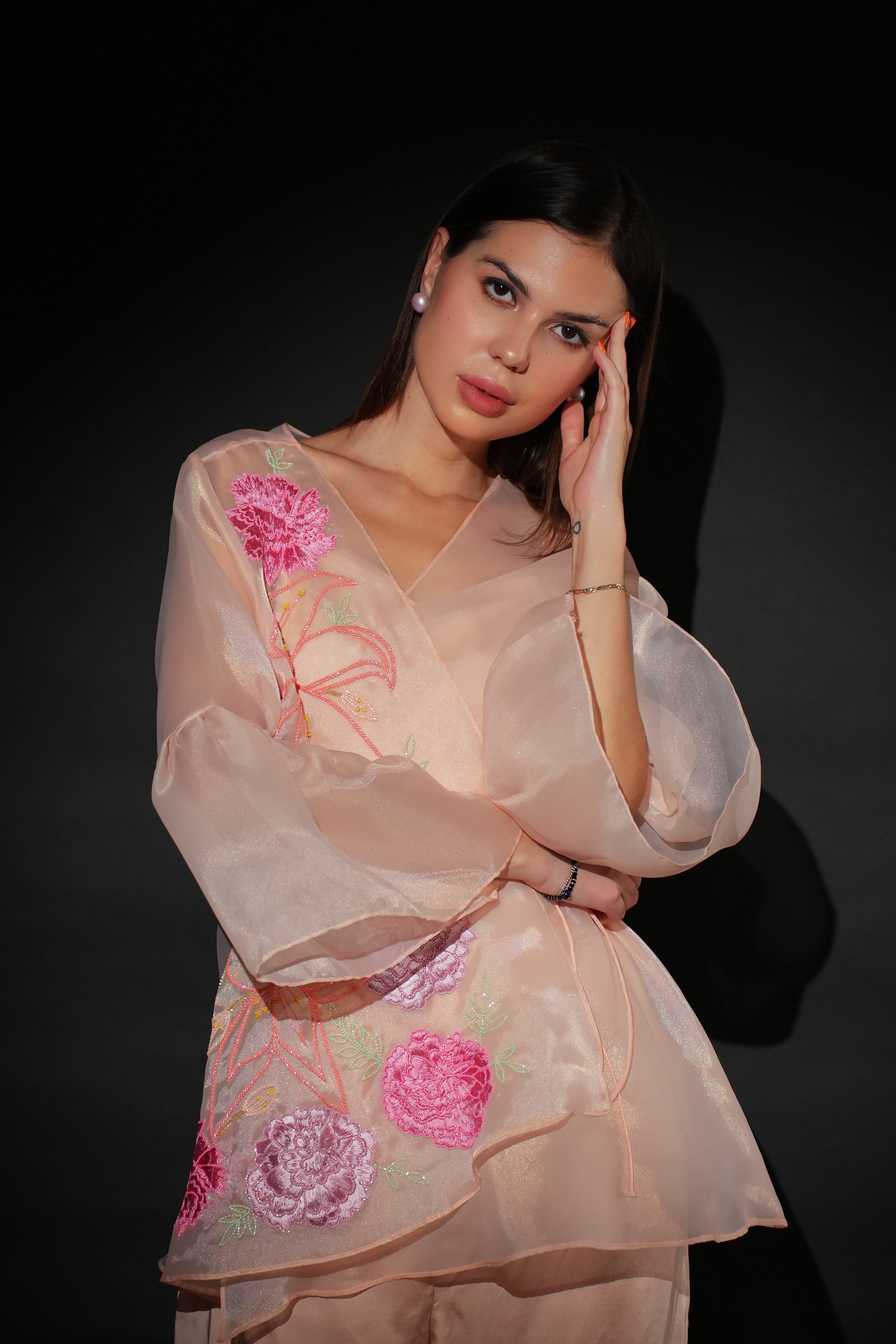 Peach Organza Co-ord Set-1