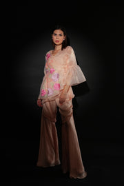 Peach Organza Co-ord Set-0