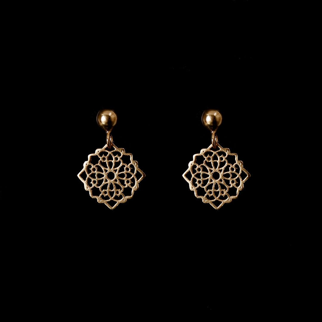 Gold-Plated Hanging Cutwork Earrings