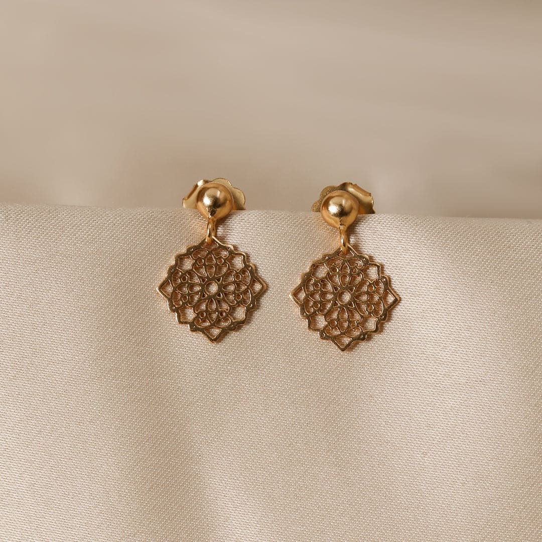 Gold-Plated Hanging Cutwork Earrings