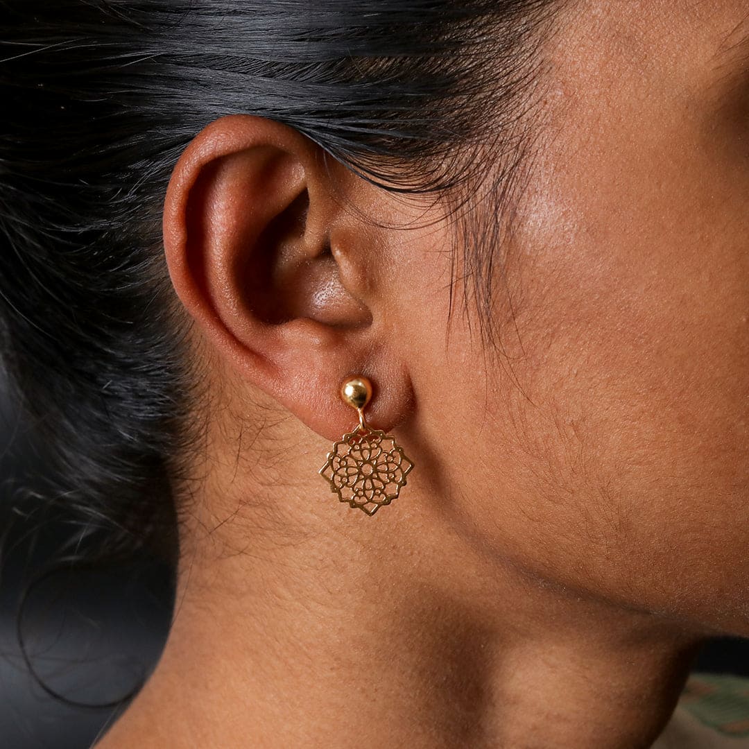 Gold-Plated Hanging Cutwork Earrings