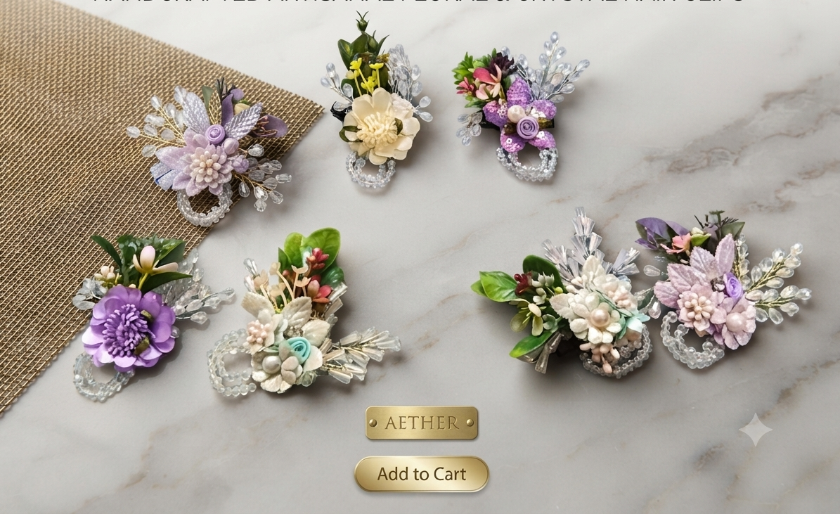Handcrafted Floral Bouquet Hair Clip – Set of 2