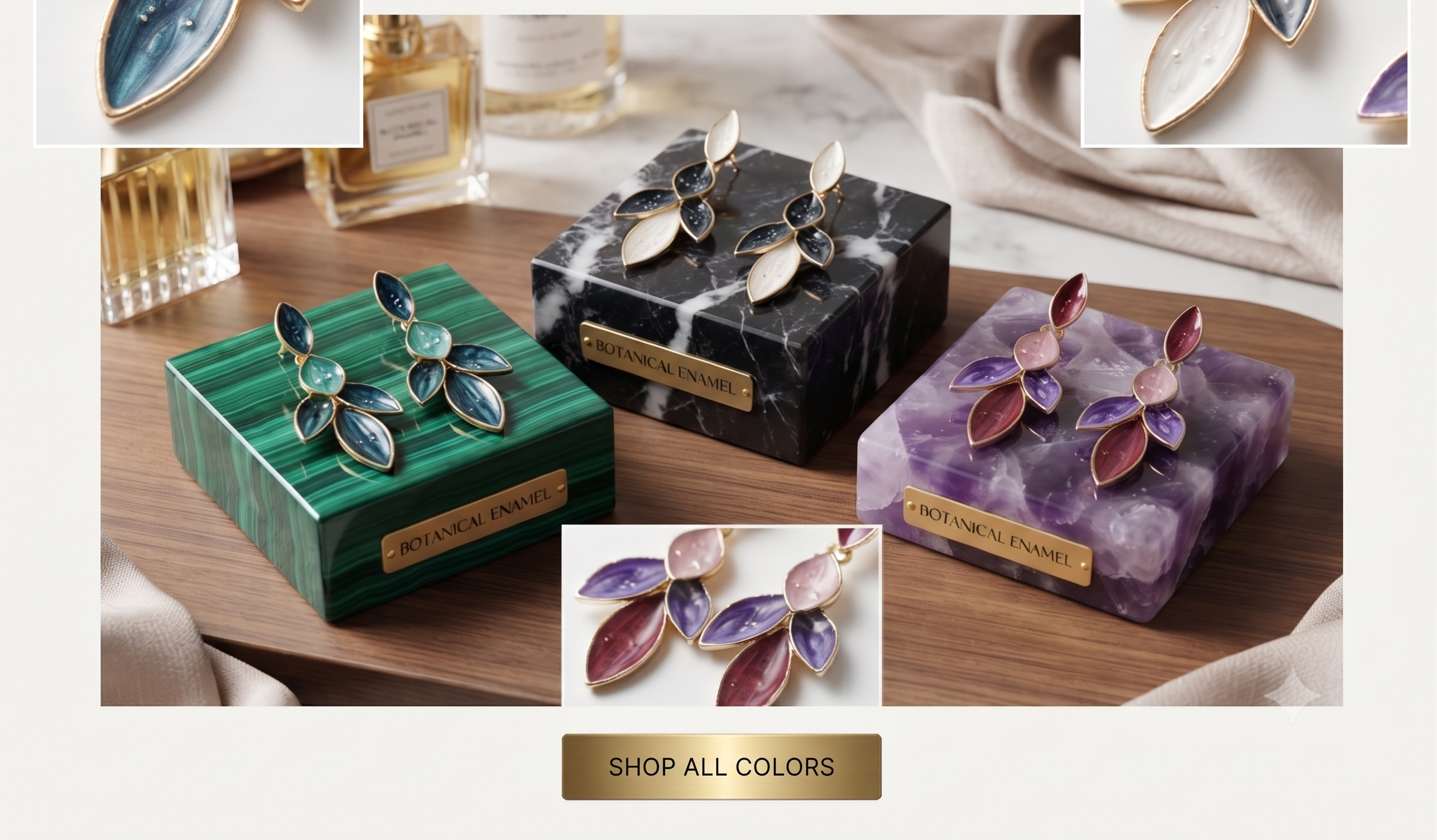 Botanical Enamel Leaf Cluster Drop Earrings