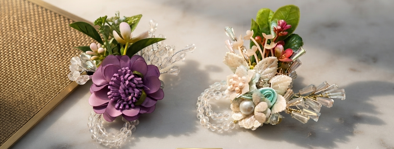 Handcrafted Floral Bouquet Hair Clip – Set of 2