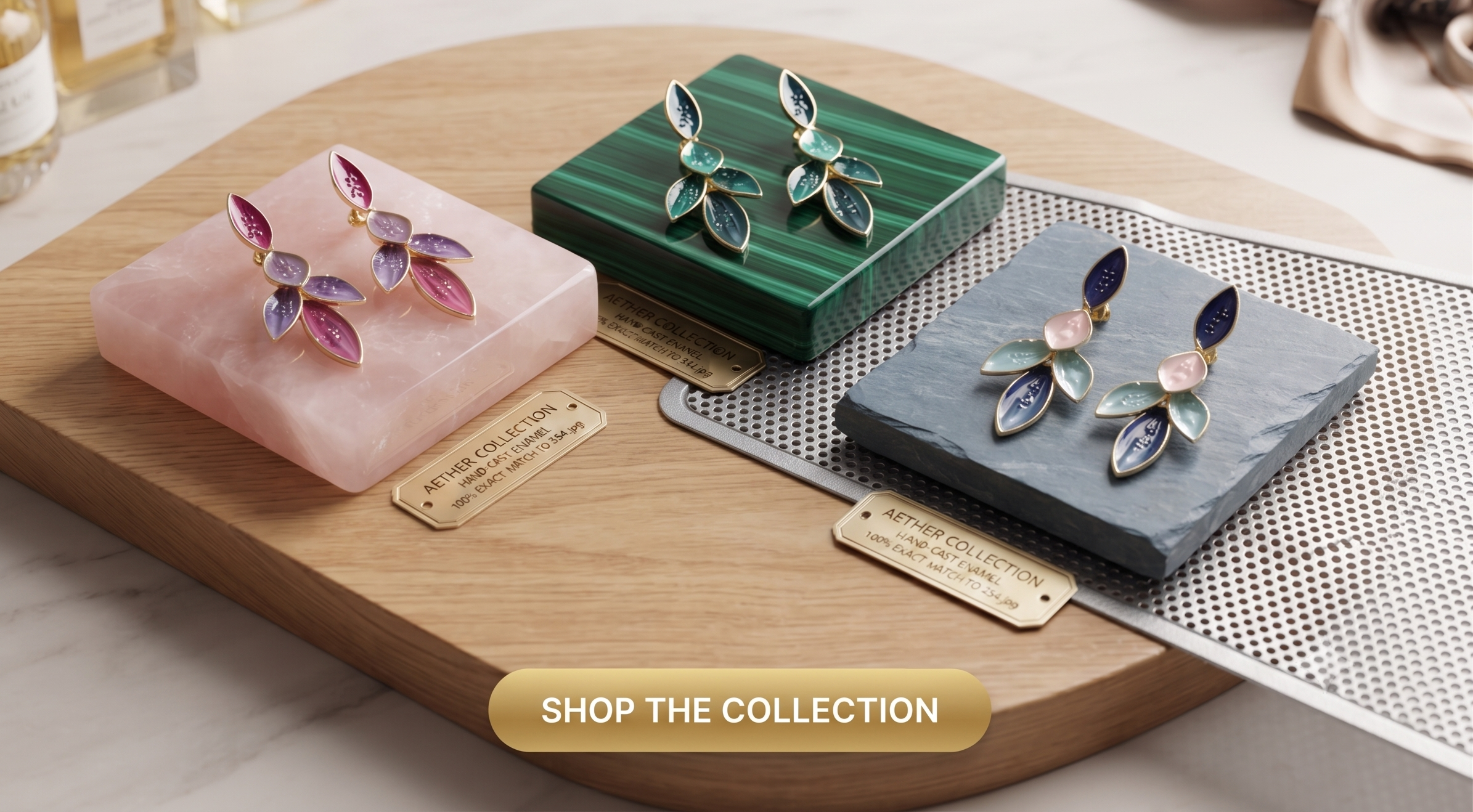 Botanical Enamel Leaf Cluster Drop Earrings