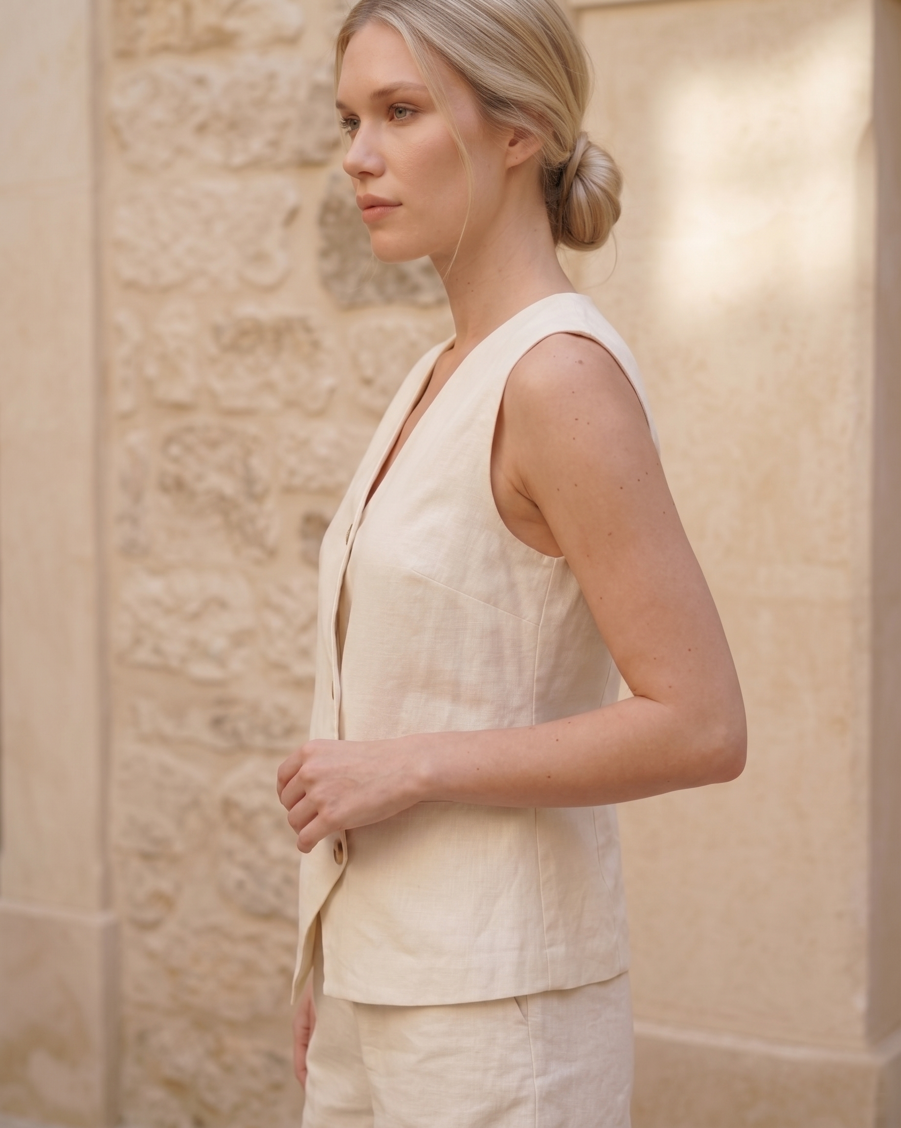 Off-White Asymmetric Linen Vest-3