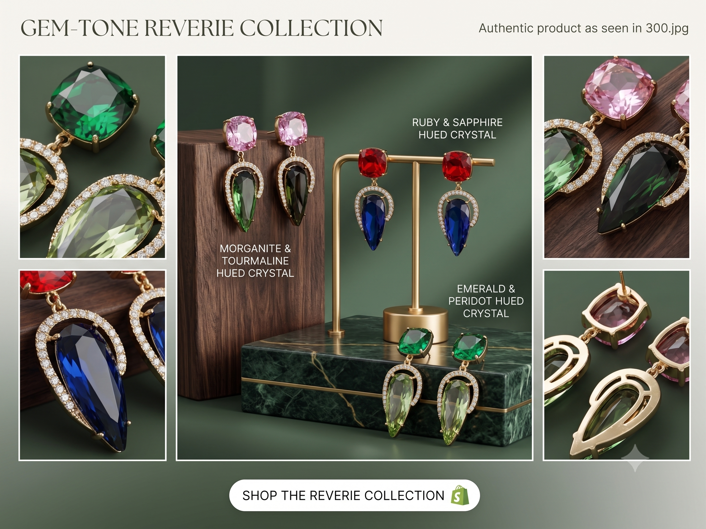 Gold-Tone Crystal Square Stud & Teardrop CZ Drop Earrings