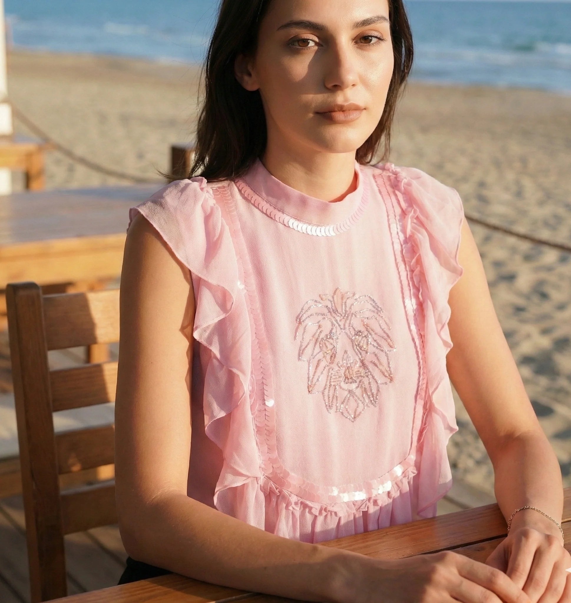 Crop Top with Hand Embroidered Tiger Motif-2