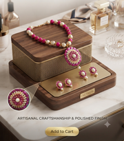 Pink Pearl Floral Jewellery Set – Necklace & Earrings