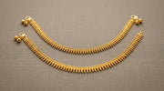 Traditional Gold-Tone Beaded Payal – Anklets with Ghungroo Bells (Set of 2)