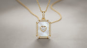 Mother of Pearl Heart CZ Pendant Necklace – Gold Plated