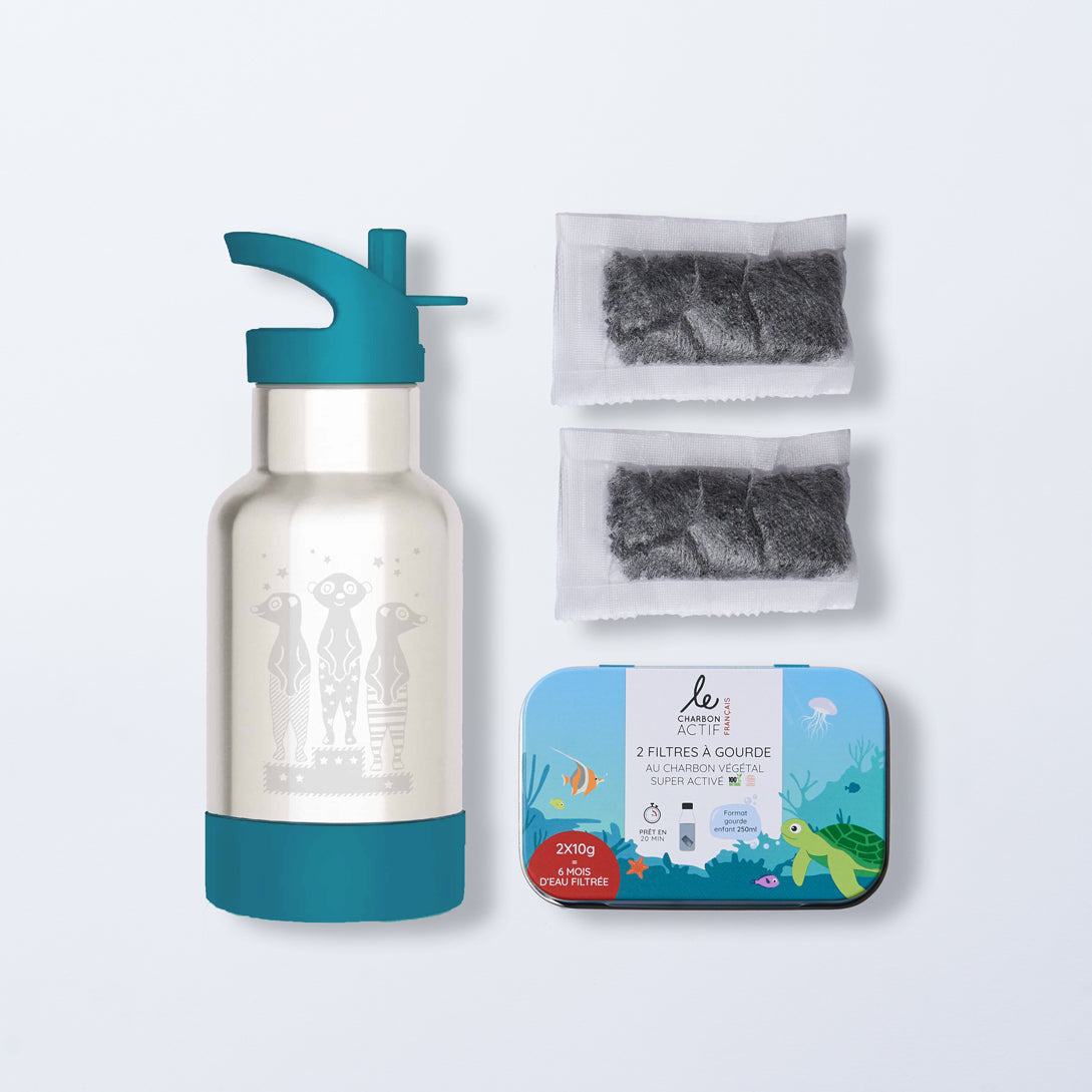 Kids Water Bottle Gift Set + Activated Charcoal Filter