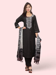 Woman Straight Suit Set with Pant-Dupatta-0