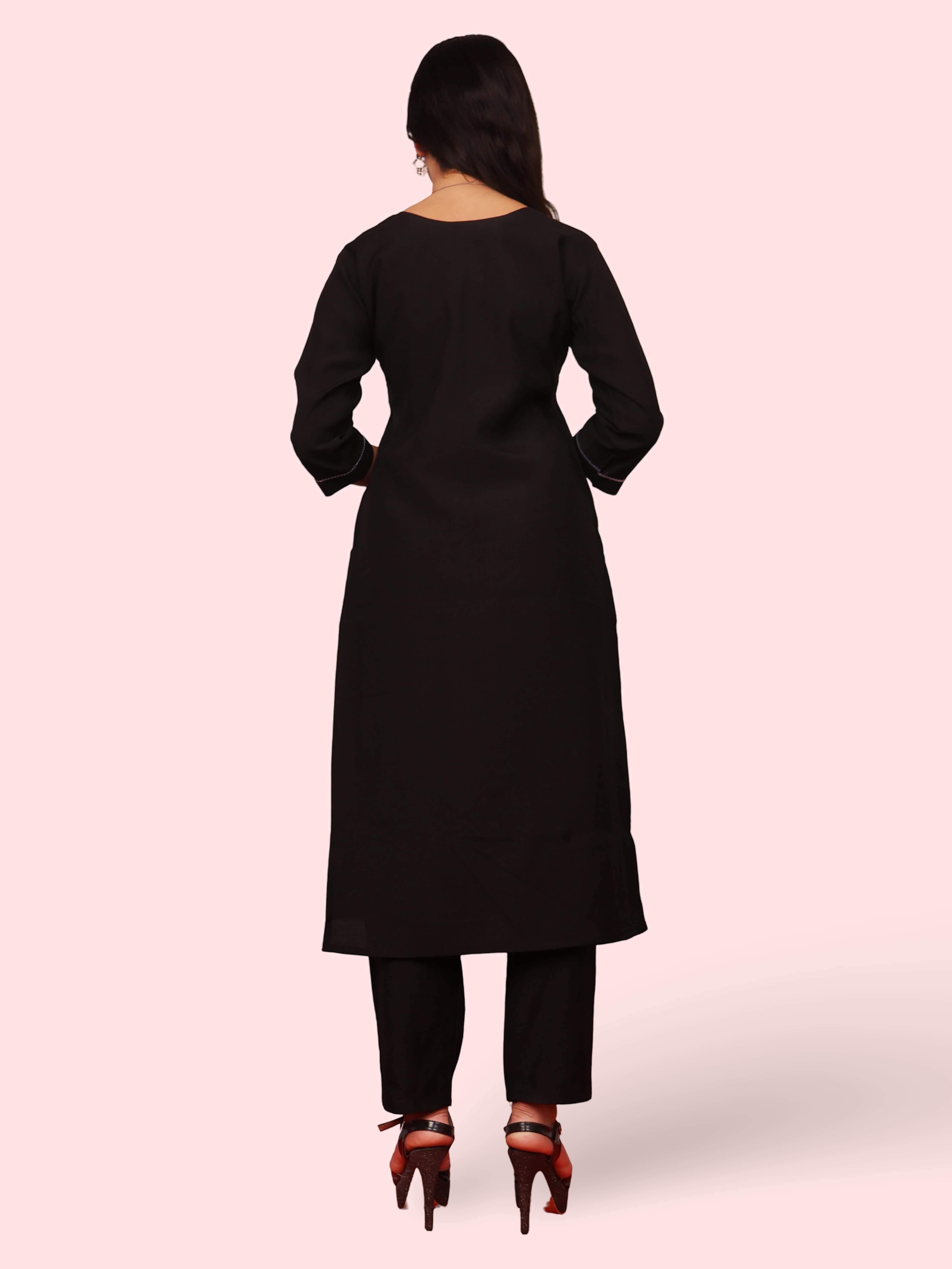 Woman Straight Suit Set with Pant-Dupatta-2