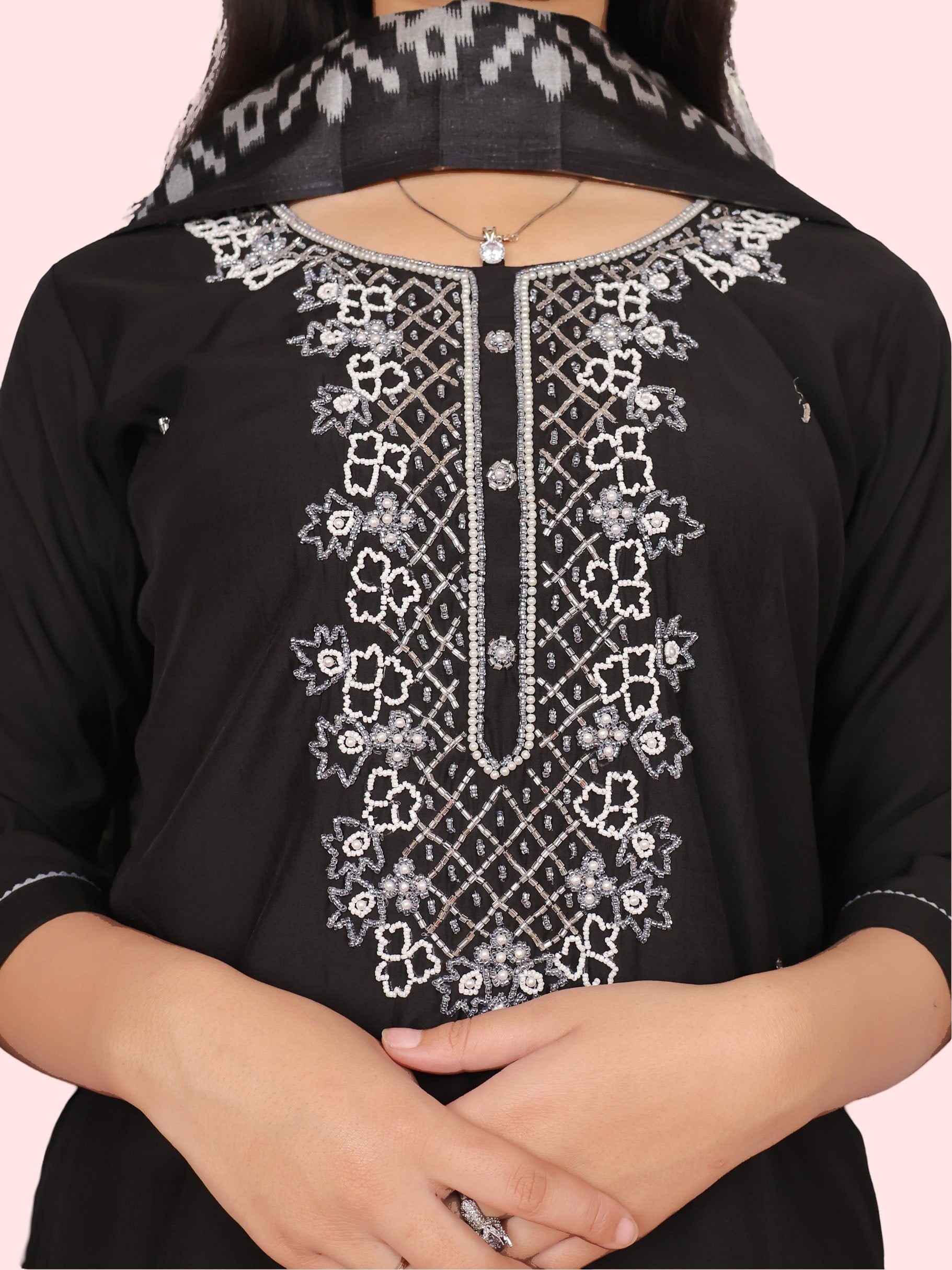 Woman Straight Suit Set with Pant-Dupatta-3
