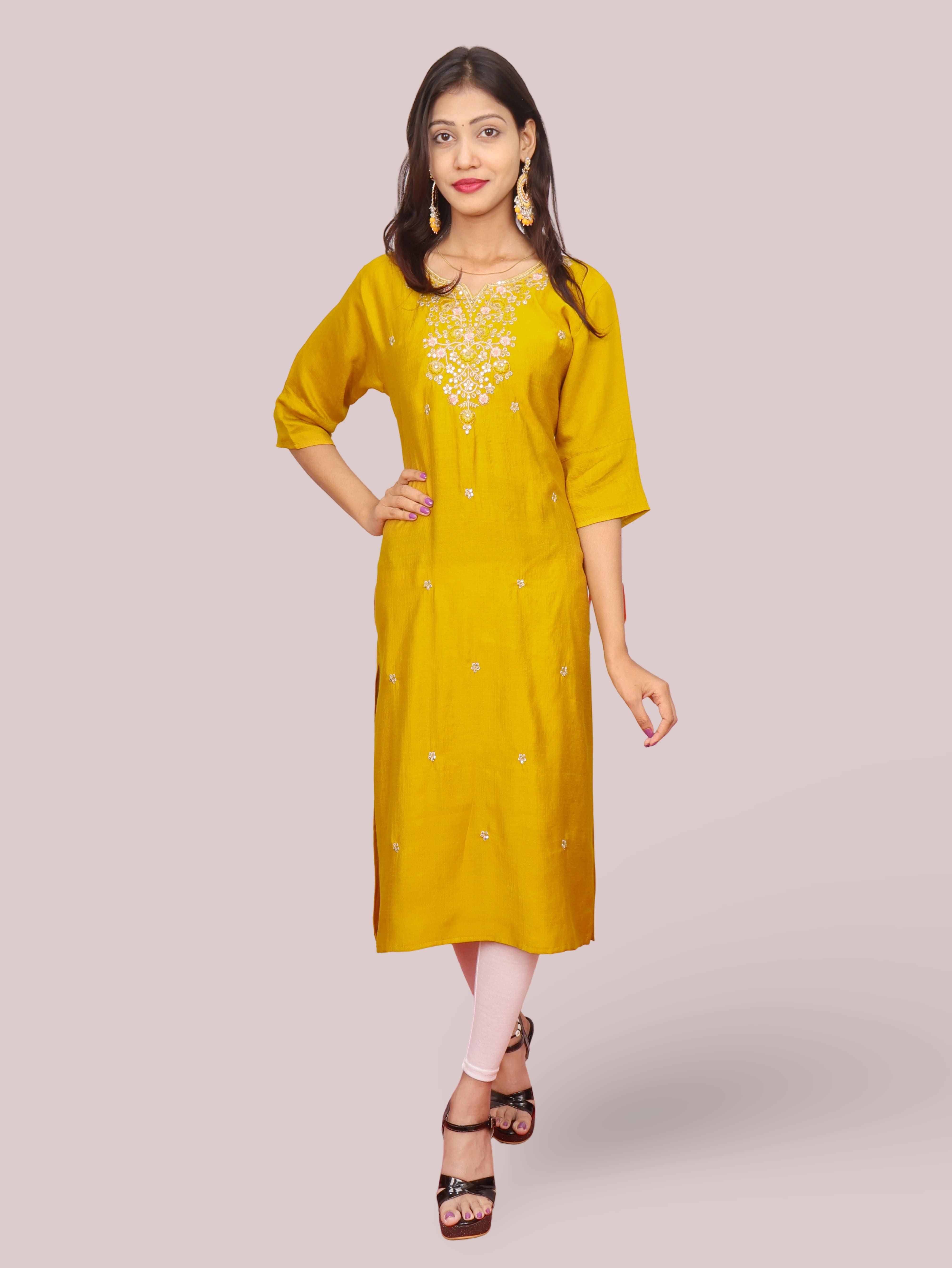 Cotton Kurti with Beautifully Embroidered Neckline-4