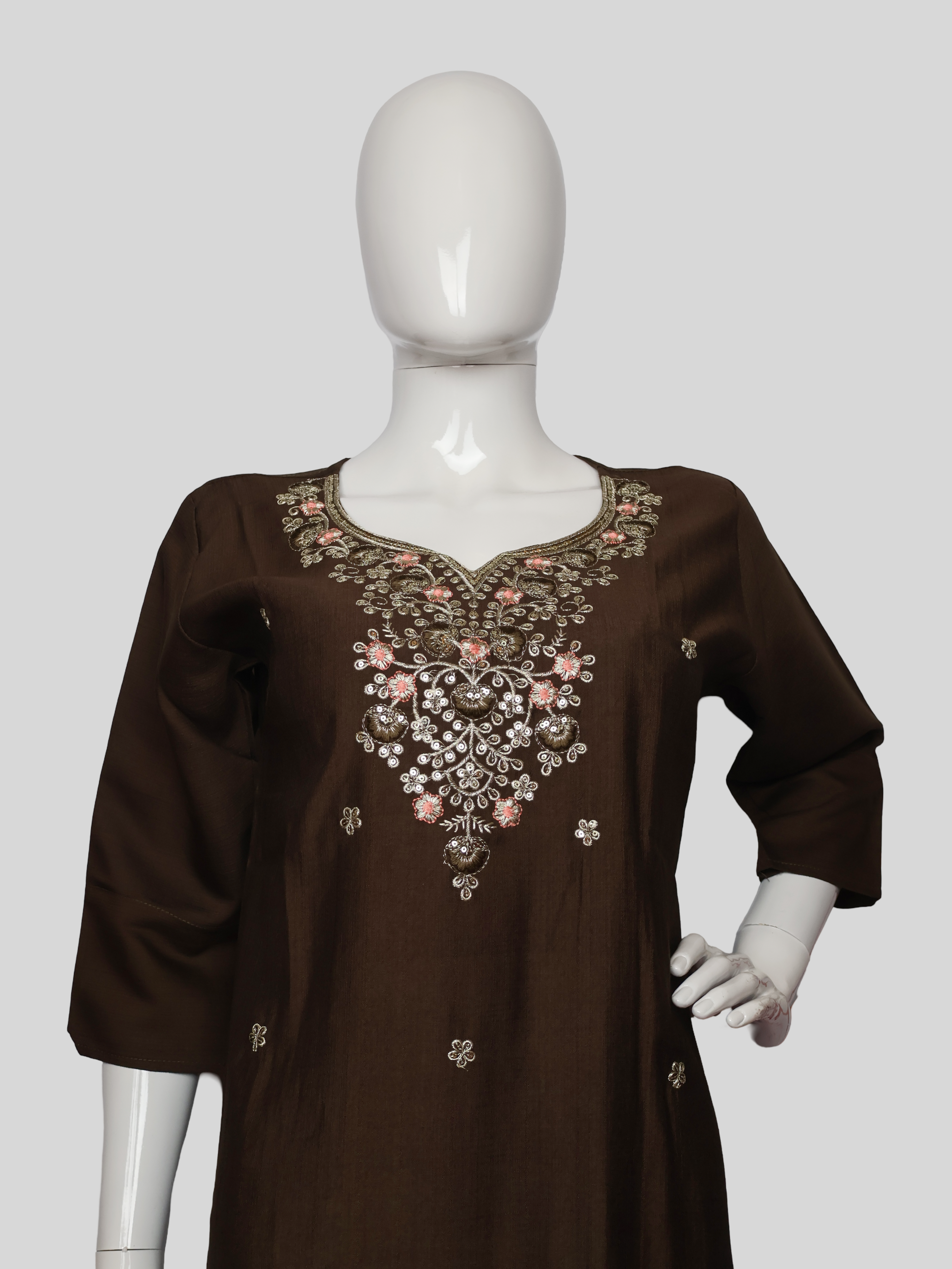 Cotton Kurti with Beautifully Embroidered Neckline-1