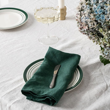 100% Linen Napkin Set Jade-0