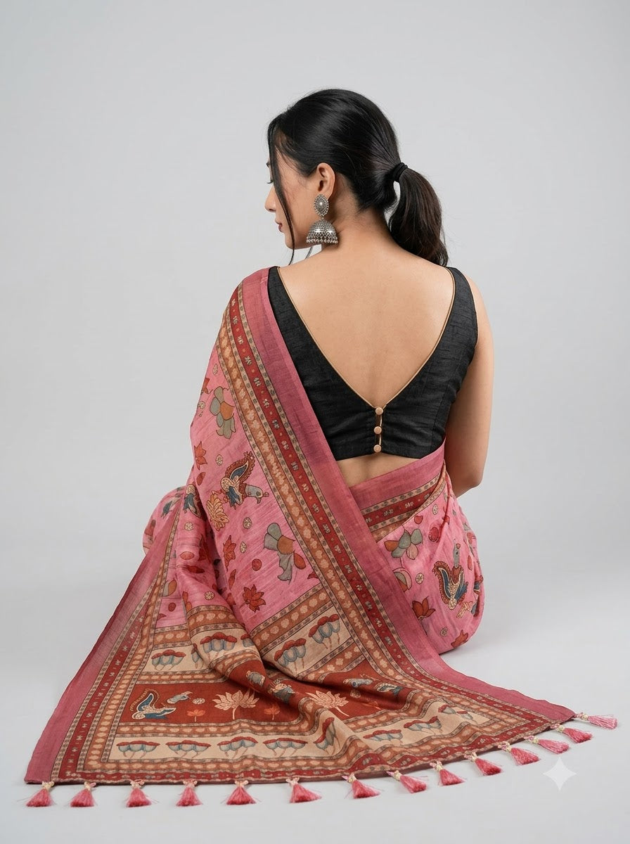 Sampriti Kalamkari Malmal Saree