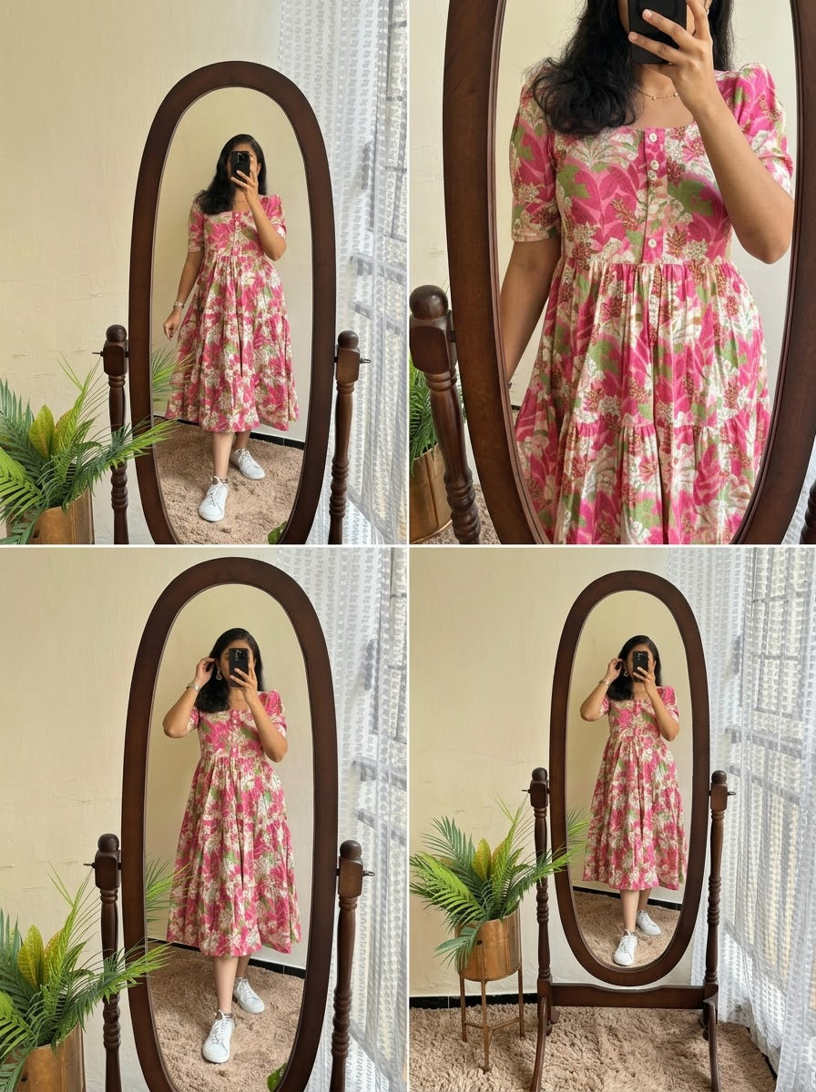 Timeless Floral Soft Cotton Midi Dress