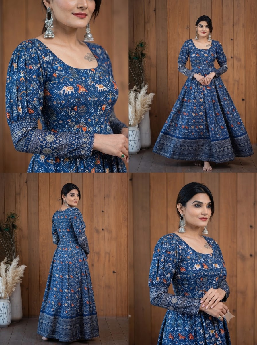 Stylish Fancy Trendy Printed Georgette Gown For Women For Party Wedding Festival Functions