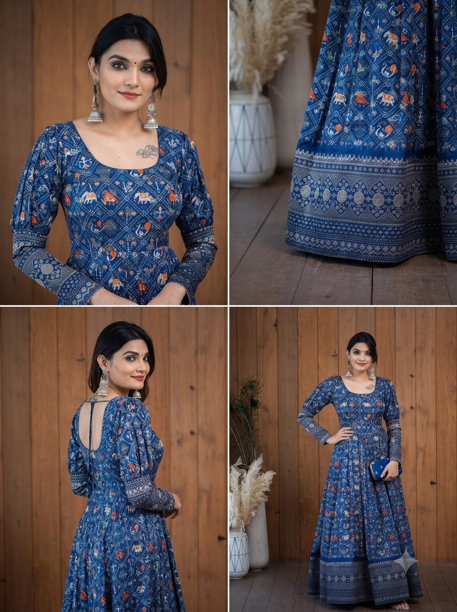 Stylish Fancy Trendy Printed Georgette Gown For Women For Party Wedding Festival Functions