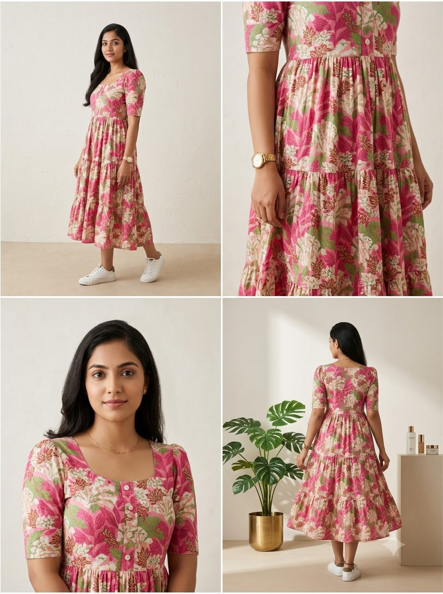 Timeless Floral Soft Cotton Midi Dress