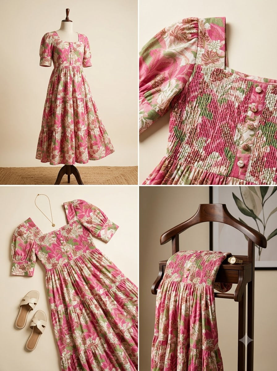 Timeless Floral Soft Cotton Midi Dress