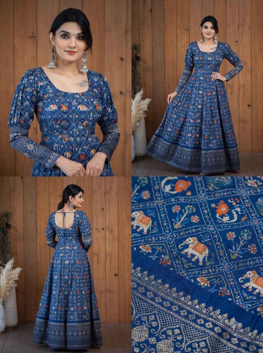 Stylish Fancy Trendy Printed Georgette Gown For Women For Party Wedding Festival Functions