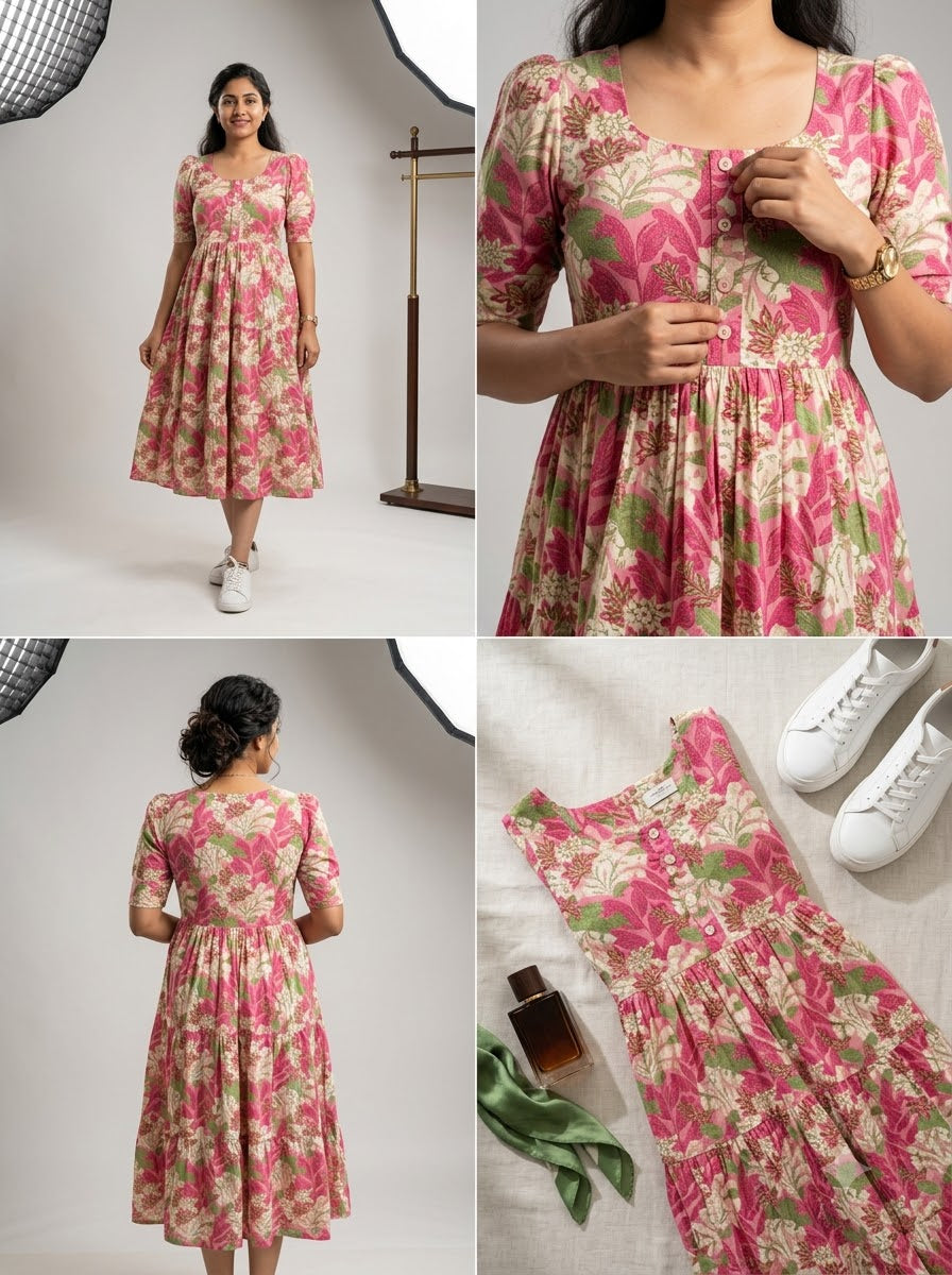 Timeless Floral Soft Cotton Midi Dress