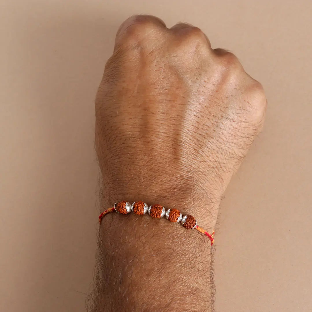 Rudraksha Silver Rakhi Pratha - Jewellery Studio
