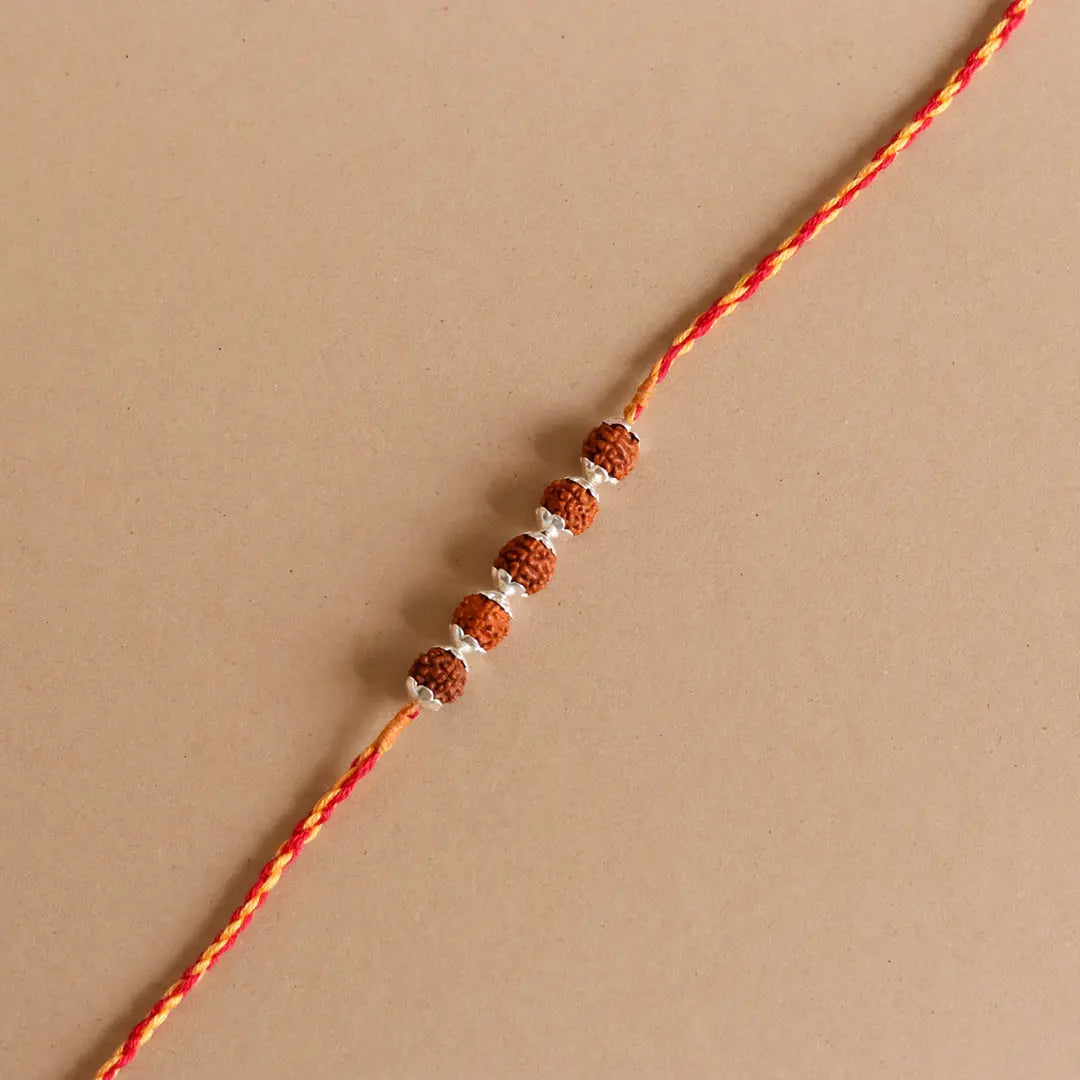 Rudraksha Silver Rakhi Pratha - Jewellery Studio