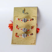 Silver Round Beads Rakhis ( Pack Of 3 ) Pratha - Jewellery Studio