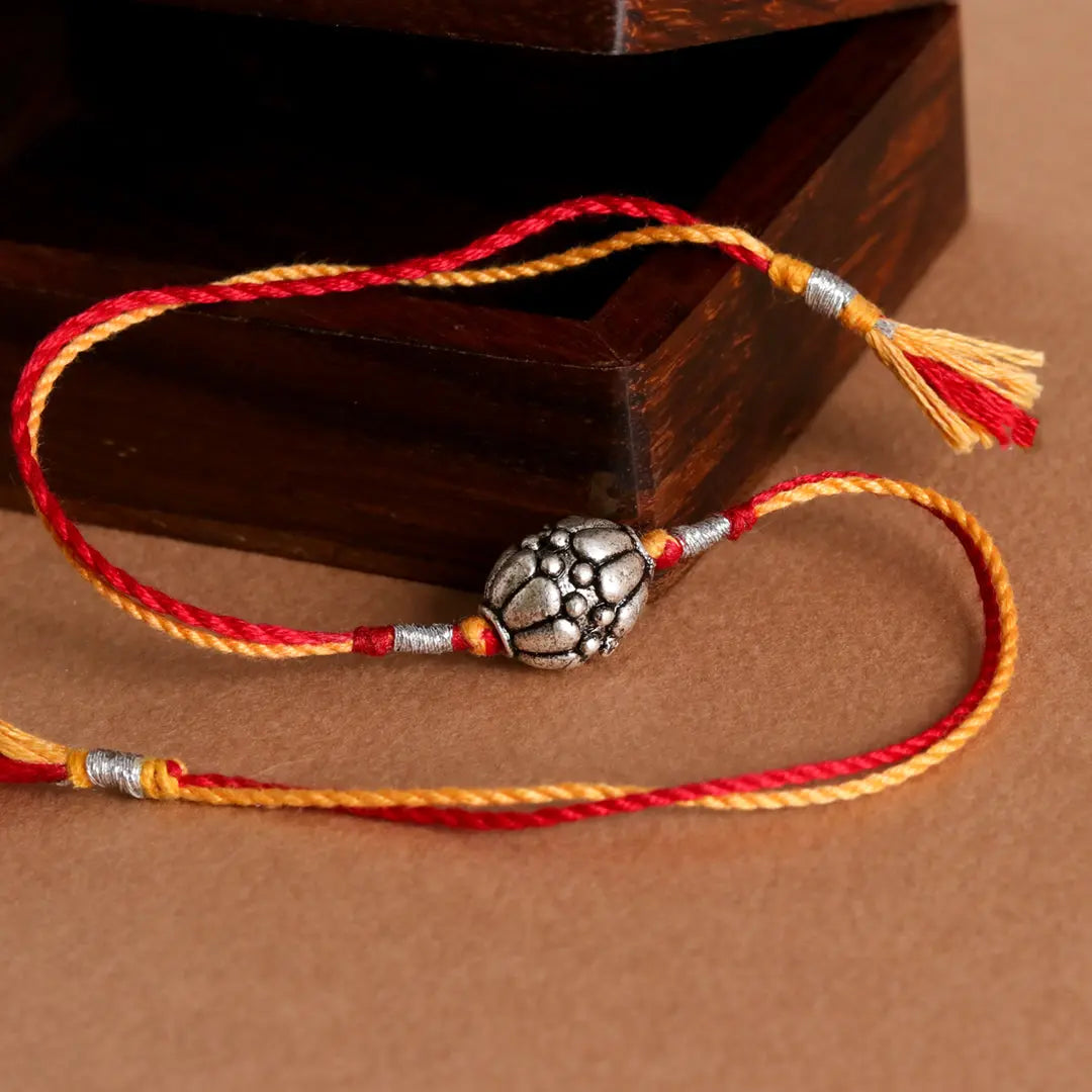 Silver Round Beads Rakhis ( Pack Of 3 ) Pratha - Jewellery Studio