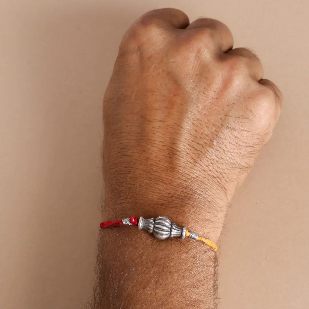 Sliver Ovol Beads Rakhi Pratha - Jewellery Studio