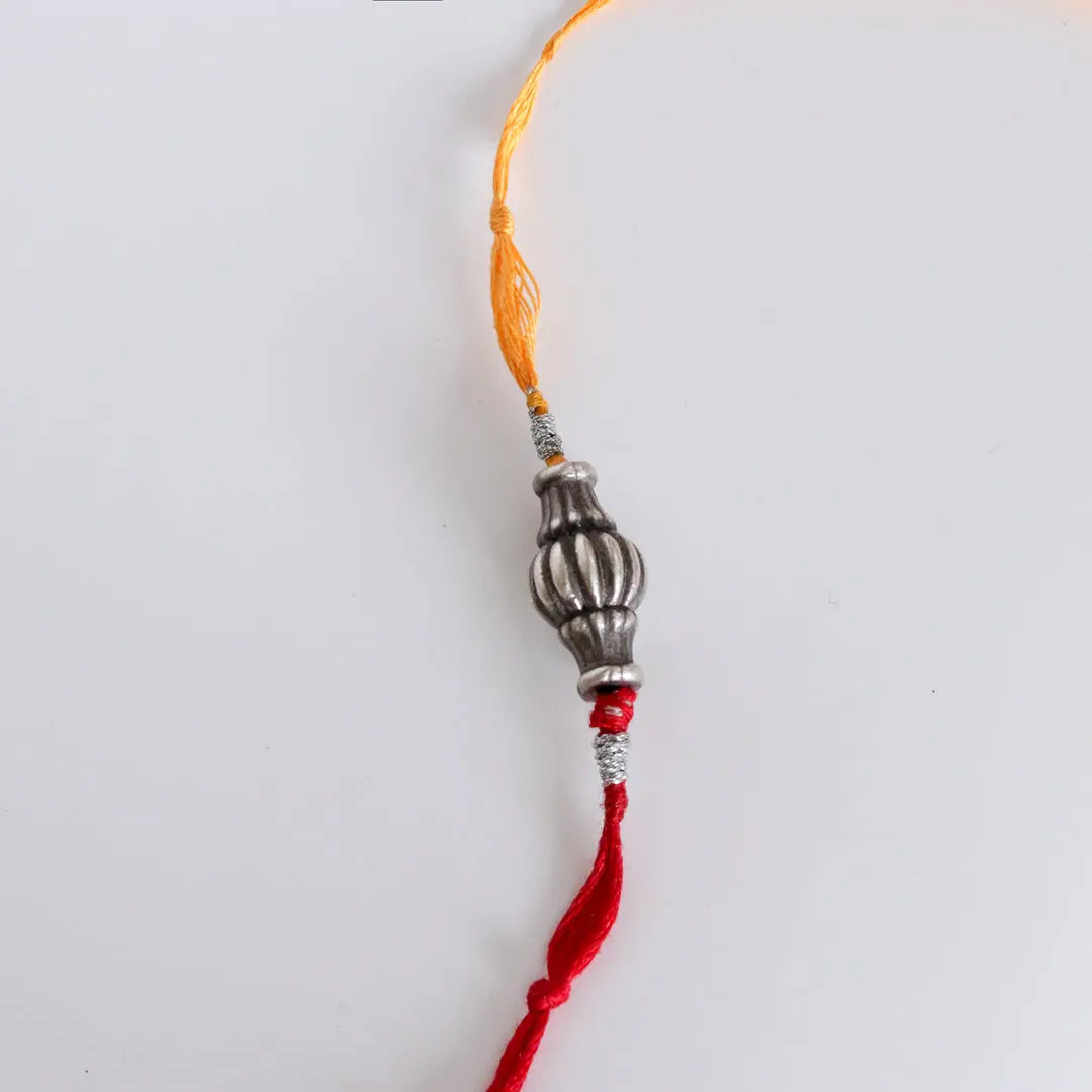 Sliver Ovol Beads Rakhi Pratha - Jewellery Studio