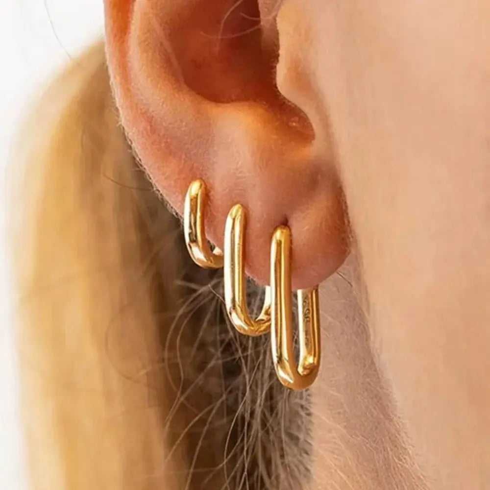 Minimalist Huggie Square Hoop Earrings SORI STYLE