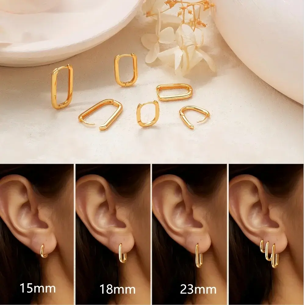 Minimalist Huggie Square Hoop Earrings SORI STYLE