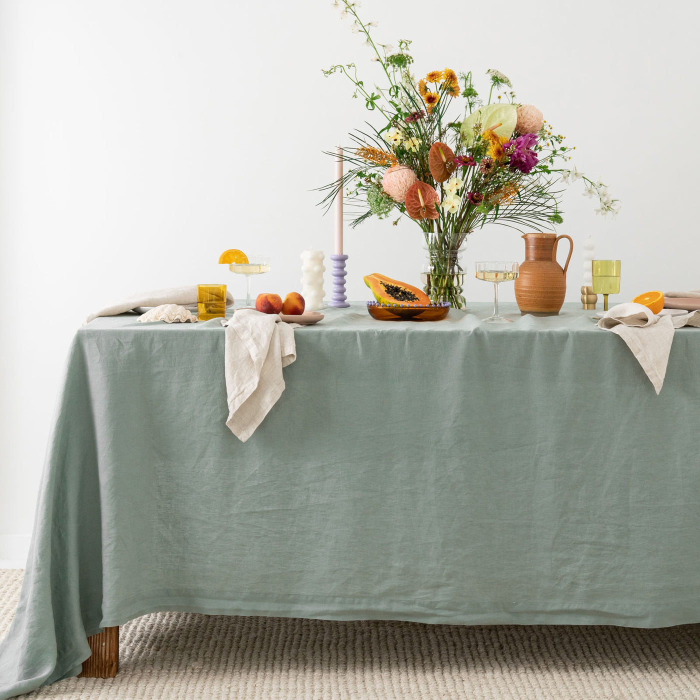 Dusty Mint Linen Table Cloth-0