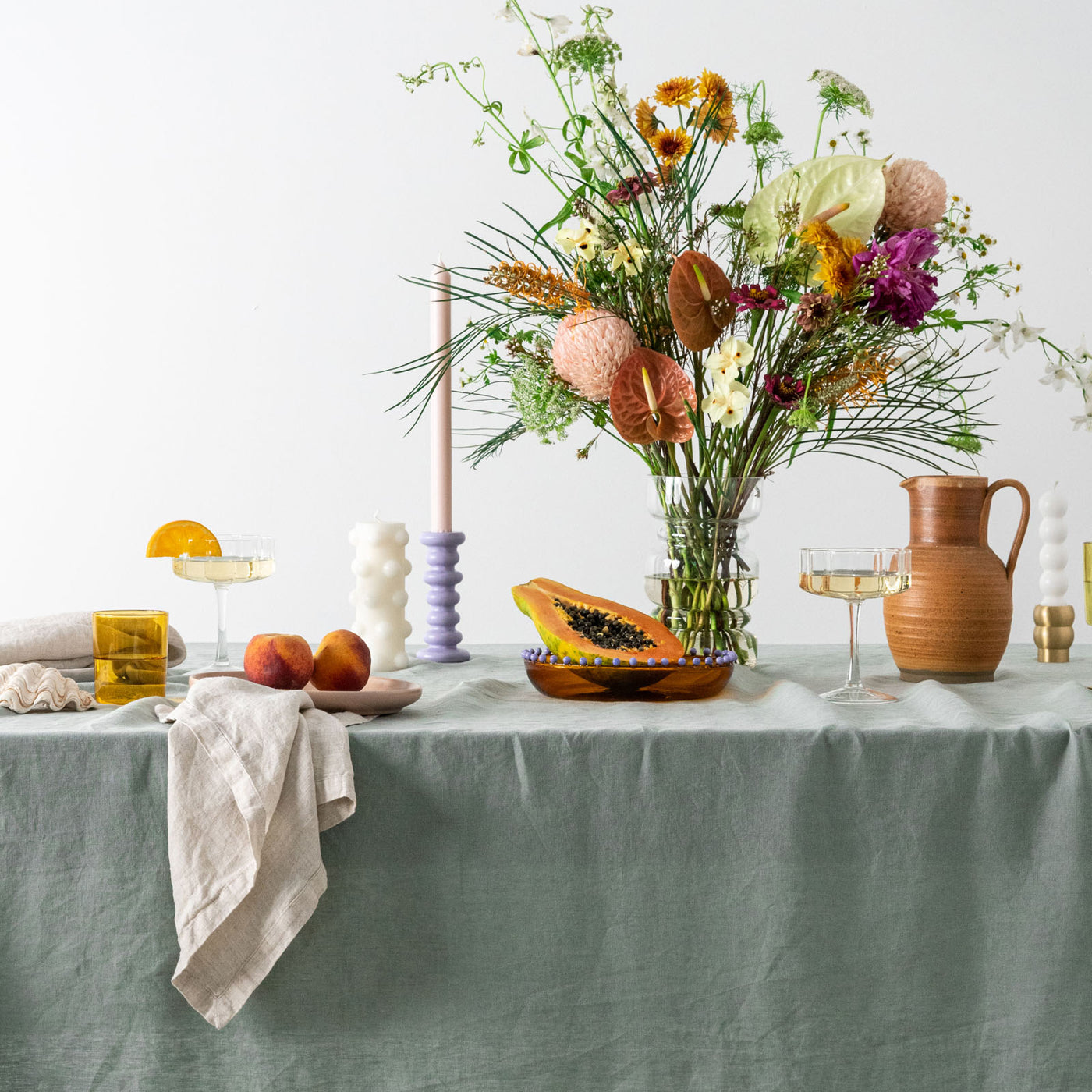 Dusty Mint Linen Table Cloth-1