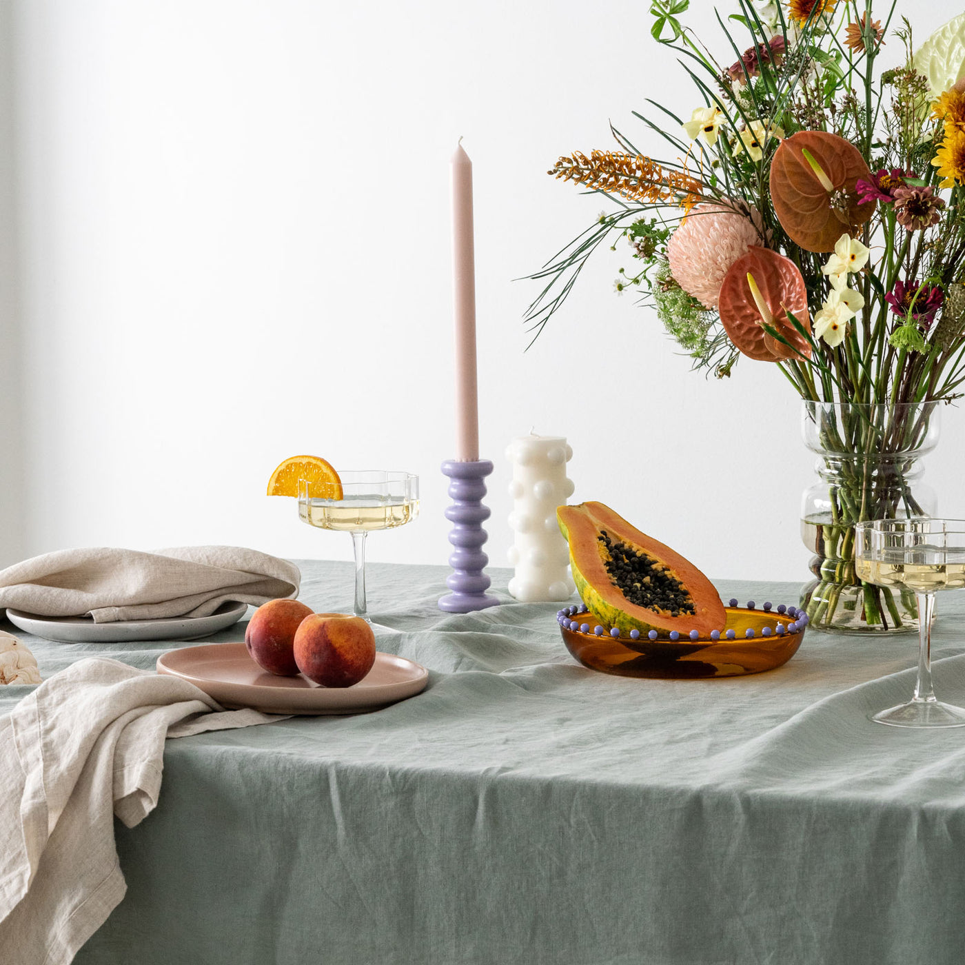 Dusty Mint Linen Table Cloth-3