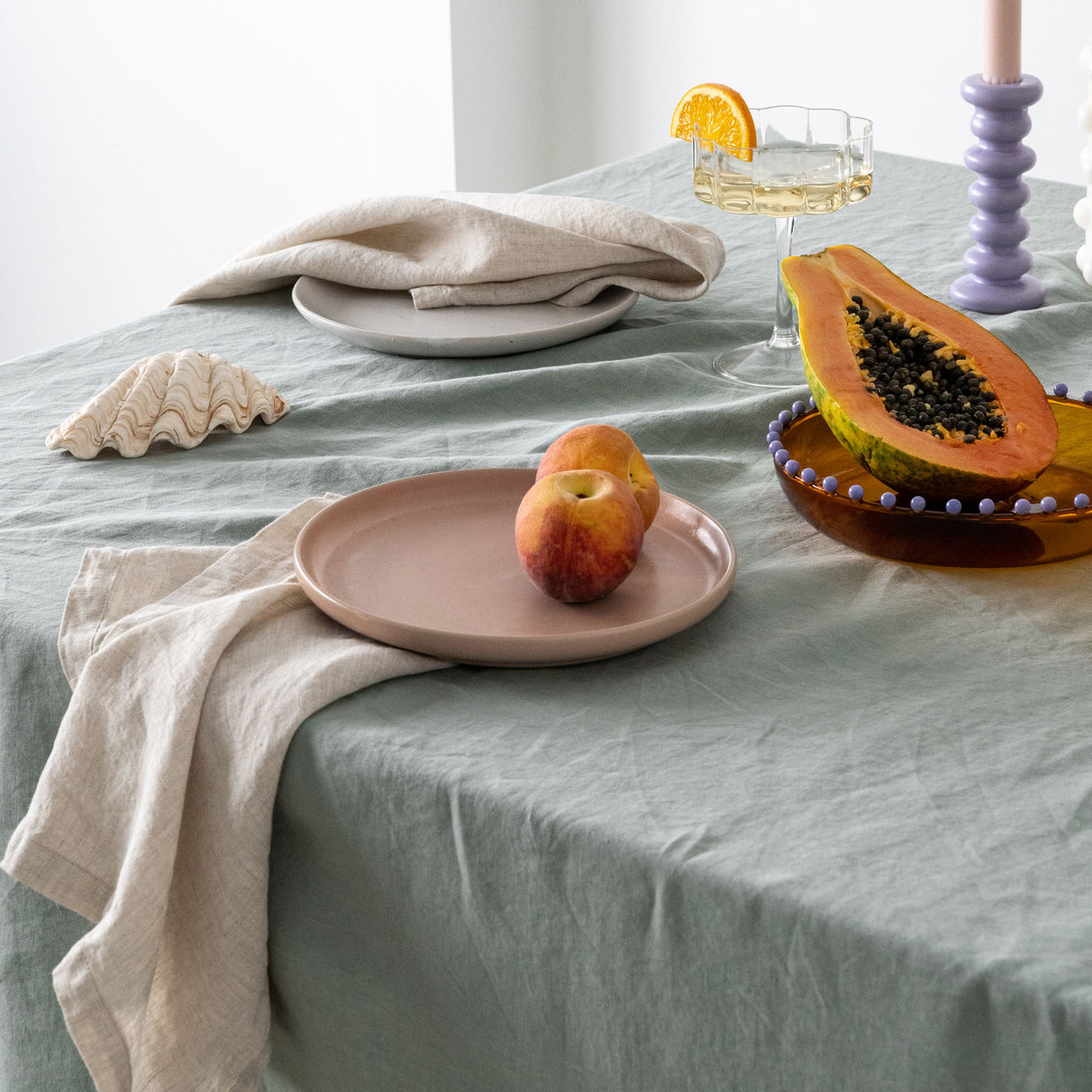 Dusty Mint Linen Table Cloth-4
