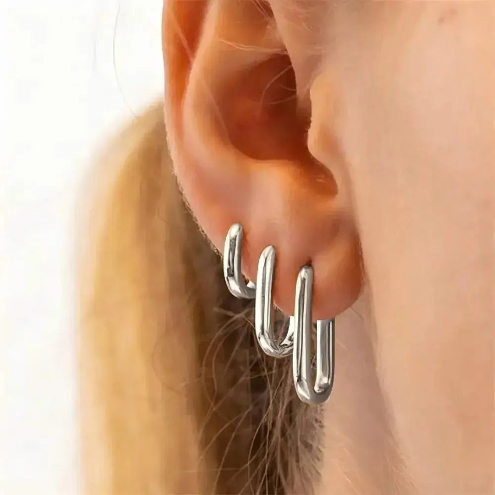 Minimalist Huggie Square Hoop Earrings SORI STYLE