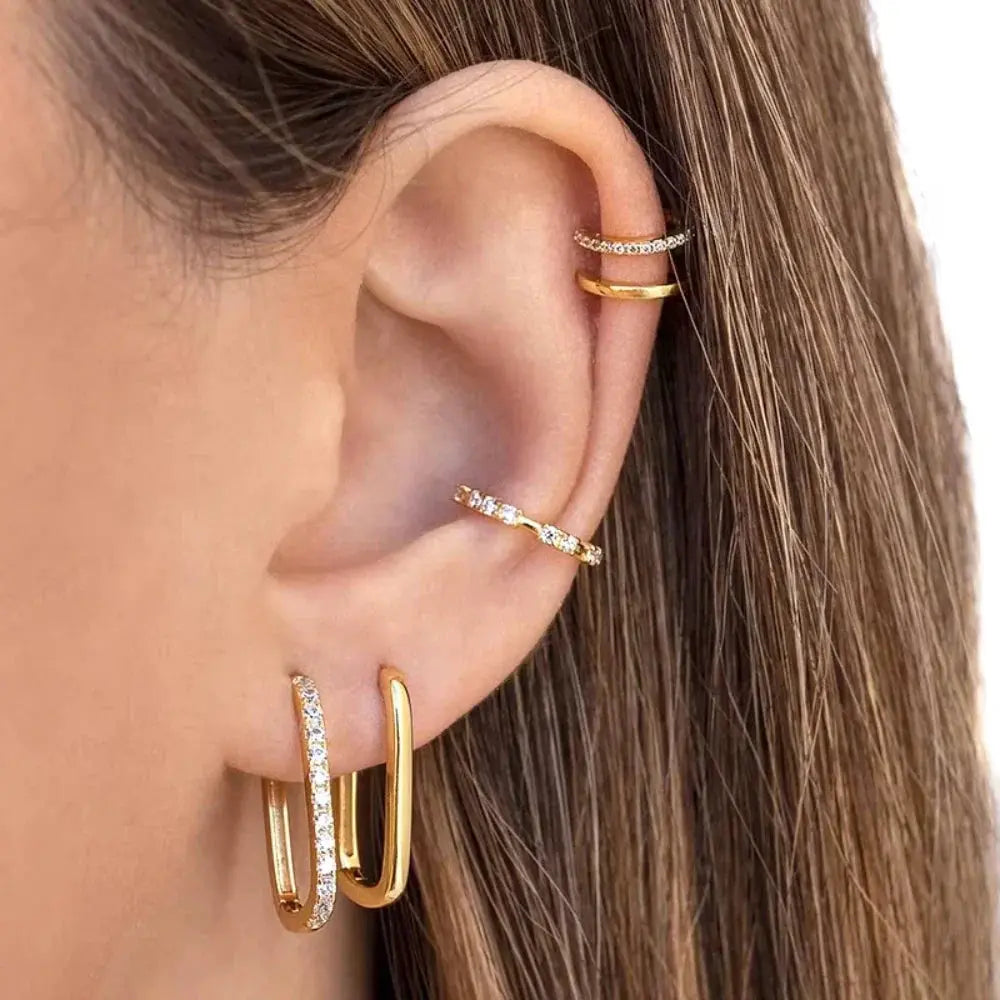 Minimalist Huggie Square Hoop Earrings SORI STYLE