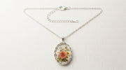 Dried Flower Resin Pendant Necklace – Silver Chain